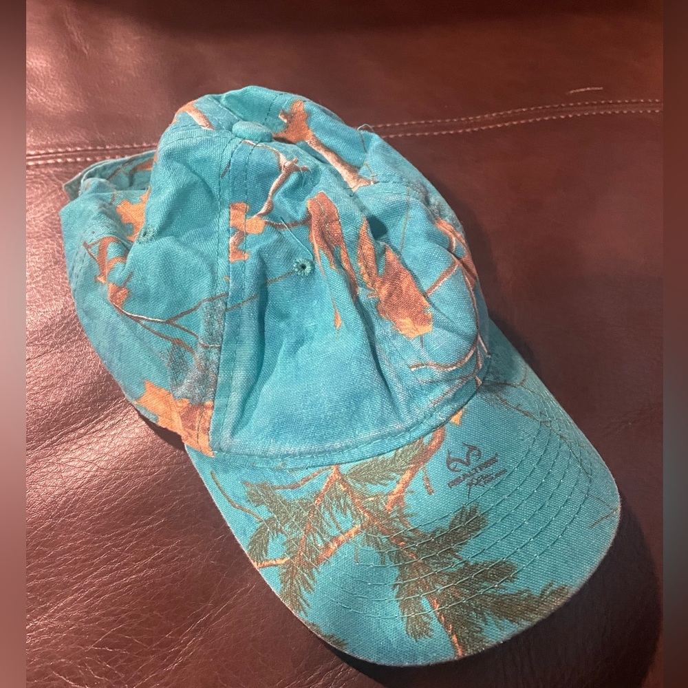 Real Tree Aqua Camouflage Velcro Hat, Adult OSFM
